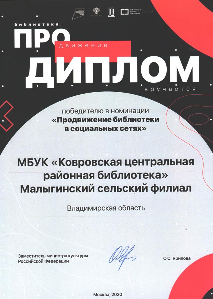 Диплом победителя Всероссийского конкурса 